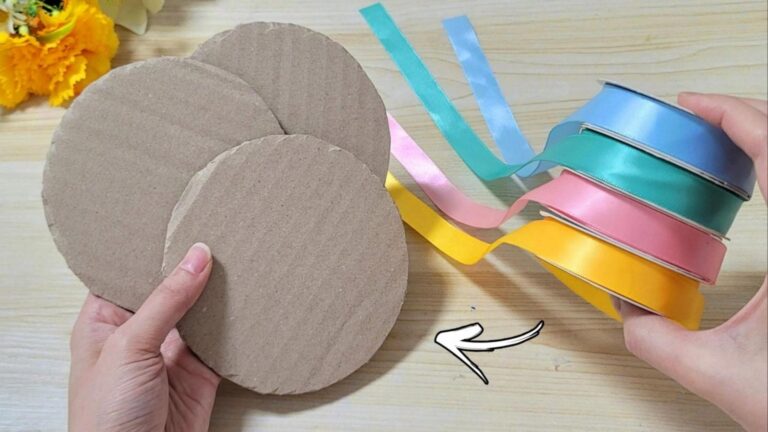 This simple trick turns cardboard and ribbons into stunning home decor…