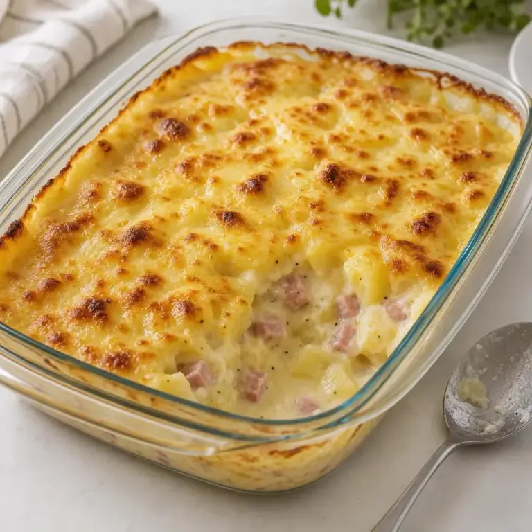 Cheesy Ham and Potato Bake with a Crispy Golden Crust