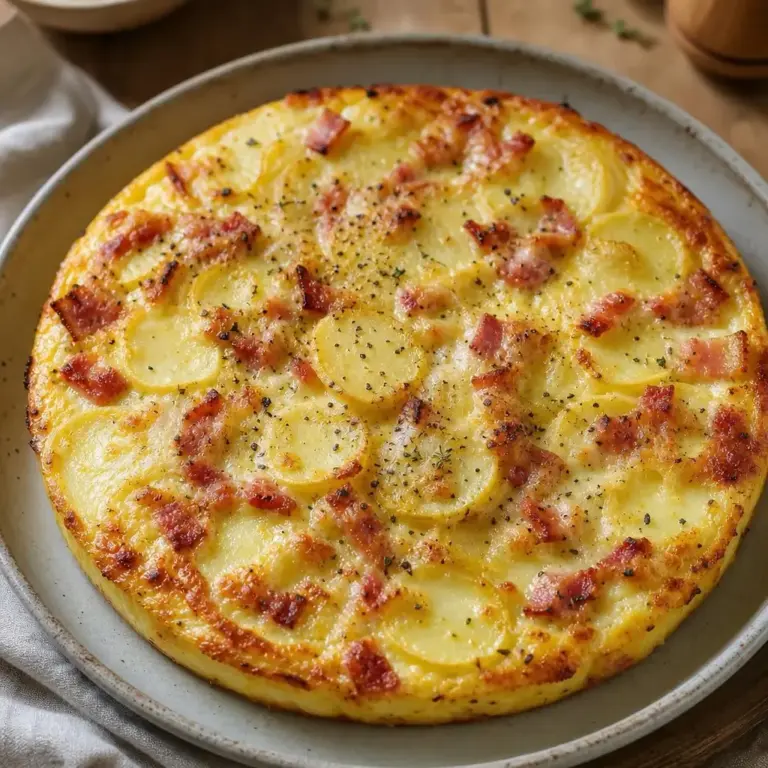 Creamy Potato, Bacon, and Cheese Crustless Quiche Recipe