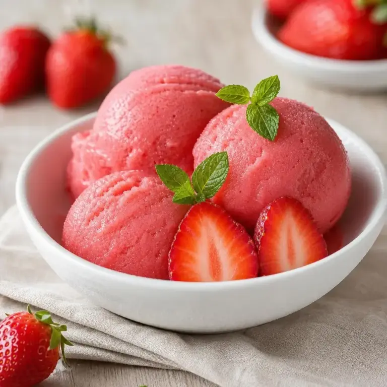 Homemade Strawberry Sorbet Without an Ice Cream Maker